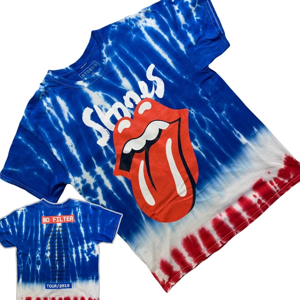 Rolling Stones 2019 No Filter Tour Tie Die Double Sided Concert T-Shirt Adult L